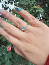 Vintage 1980s 9ct Gold Aquamarine Solitaire Ring Size K