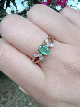 Vintage 2005 9ct Gold Emerald & Diamond Ring Size N