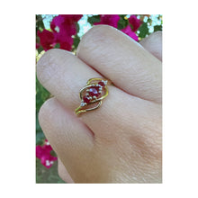Vintage 9ct Gold Pink Ruby & Diamond Swirl Crossover Ring – Size K