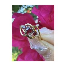 Vintage 9ct Gold Pink Ruby & Diamond Swirl Crossover Ring – Size K