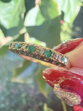 Vintage 1987 9ct Gold Emerald Diamond Ring Size O