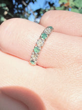 Vintage 9ct Gold Emerald & Diamond Half Eternity Ring Size J 1/2