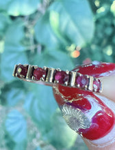 Vintage 1983 London 9ct Gold Pink Gemstone Half Eternity Ring Size O