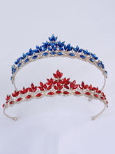 Women Bride Girl Party Blue Or Red Crystal Princess hair headband Tiara Crown