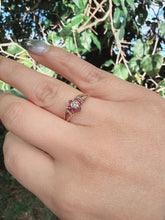 Vintage 1982 9ct Gold Ruby Diamond Flower Ring Size M