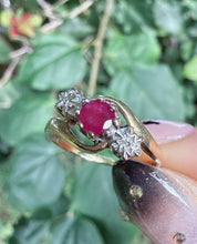 Vintage 9ct Gold Ruby Diamond Ring Size L