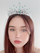 Mint Green Crystal Tiara – Elegant Bridal and Prom Crown for Women