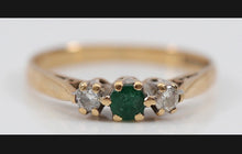 Vintage 1986 9ct Gold Emerald Diamond Ring Size H