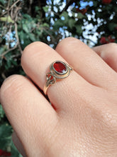 Vintage Birmingham 9ct Gold Natural Garnet Oval Bezel Ring Size L