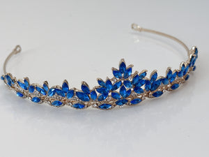 Women Bride Girl Party Blue Or Red Crystal Princess hair headband Tiara Crown