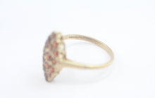 Vintage 9ct Gold Garnet Cluster Ring Size P