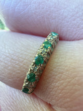 Vintage 1987 9ct Gold Emerald Diamond Ring Size O
