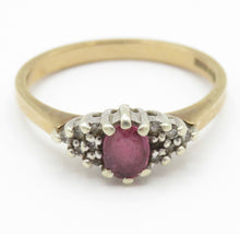 Vintage 1989 9ct Gold Ruby Diamond Ring Size O