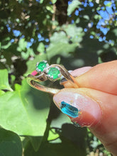 Vintage 9ct Gold Emerald Toi et Moi Ring Size K
