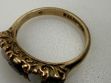 Vintage Birmingham 9ct Gold Garnet Opal Ring
