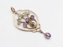 Antique Edwardian 9ct Rose Gold Amethyst Pendant