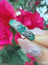 Vintage 1991 9ct Gold Emerald & Diamond Five Stone Ring Size M 1/2
