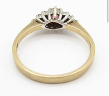 Vintage 1989 9ct Gold Ruby Diamond Ring Size O