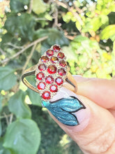 Vintage 9ct Gold Garnet Cluster Ring Size P
