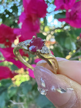 Vintage 9ct Gold Pink Ruby & Diamond Dress Ring – Size S