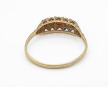 Vintage British 9ct Yellow Gold Garnet Five Stone Ring Size M1/2