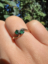 Vintage 9ct Gold Emerald Toi et Moi Ring Size K