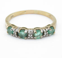 Vintage 2004 9ct Gold Emerald Diamond Ring Size O 1/2