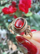 Vintage Birmingham 9ct Gold Natural Garnet Oval Bezel Ring Size L