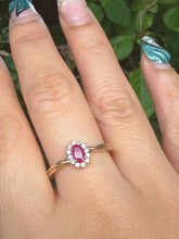 Vintage Sheffield 9ct Gold Ruby Diamond Ring Size M 1/2