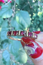 Vintage 1983 London 9ct Gold Pink Gemstone Half Eternity Ring Size O