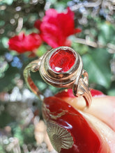 Vintage Birmingham 9ct Gold Natural Garnet Oval Bezel Ring Size L