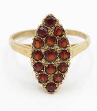 Vintage 9ct Gold Garnet Cluster Ring Size P
