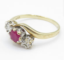 Vintage 9ct Gold Ruby Diamond Ring Size L