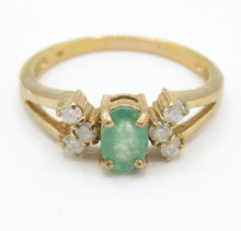 Vintage 2005 9ct Gold Emerald & Diamond Ring Size N