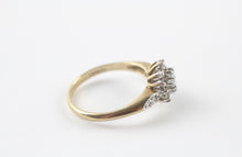 Vintage Birmingham 9ct Gold Aquamarine Diamond Halo Cluster Ring