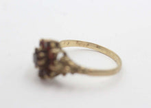Vintage 9ct Gold Garnet Daisy Cluster Ring Size L 1/2