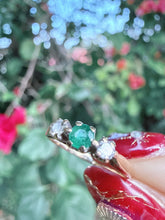 Vintage 1986 9ct Gold Emerald Diamond Ring Size H