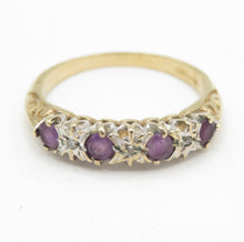 Vintage Sheffield 9ct Gold Amethyst Diamond Ring Size N