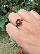 Vintage 1979 9ct Gold Garnet Cluster Ring Size L1/2 2.3g