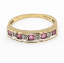 Vintage 9ct Gold Ruby Diamond Eternity Ring Size N