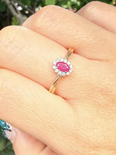 Vintage Sheffield 9ct Gold Ruby Diamond Ring Size M 1/2