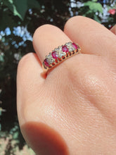 Vintage 9ct Gold Ruby Diamond Gypsy Ring Size Q