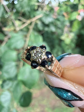 Vintage 9ct Gold Sapphire Diamond Cluster Ring Size I
