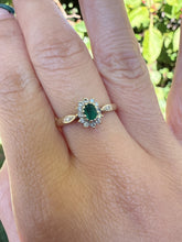 Vintage Birmingham 9ct Gold Emerald Diamond Ring Size N
