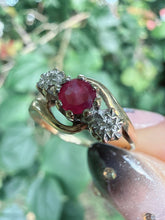 Vintage 9ct Gold Ruby Diamond Ring Size L