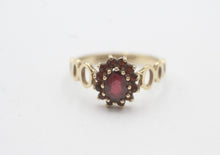 Vintage 9ct Gold Garnet Cluster Ring Edinburgh L 1/2
