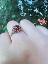 Vintage 9ct Gold Garnet Daisy Cluster Ring Size L 1/2