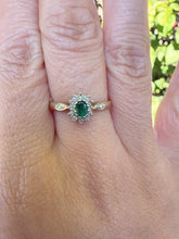 Vintage Birmingham 9ct Gold Emerald Diamond Ring Size N