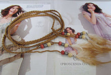 1PC women Girl suede leather Braided Feather Hair Head Waist Belt Band Tie Wrap