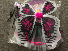 Girl Kid Children Fairy Party Butterfly Wing Insect Headband Costume Skirt set Black with pink
